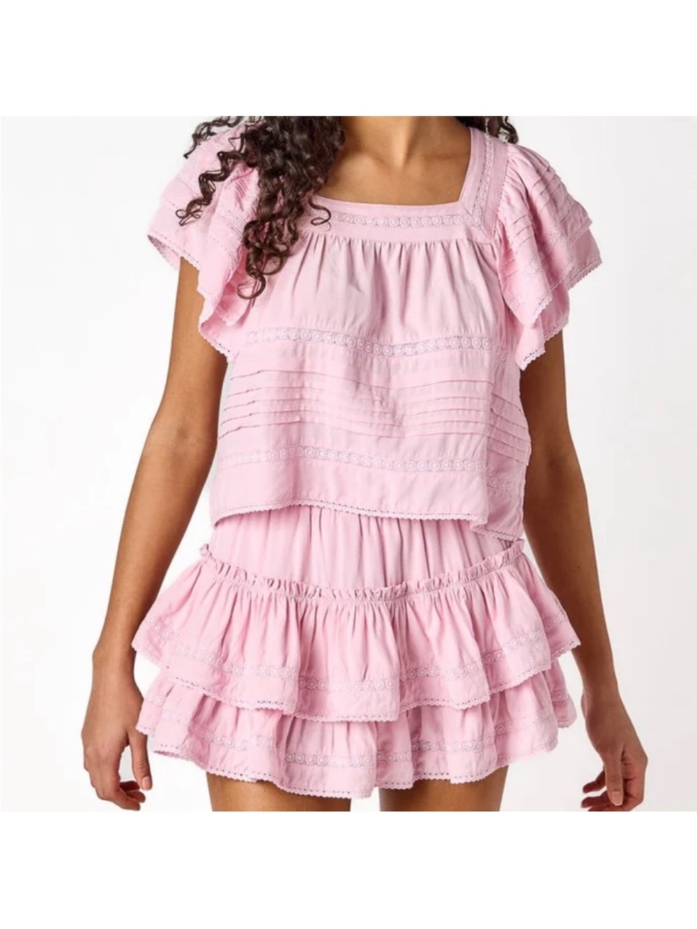 Women’s Pink Ruffle Two-Piece Set